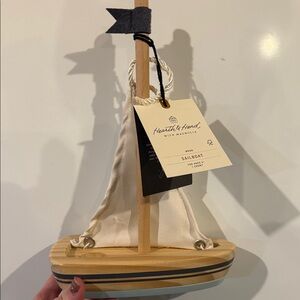 Hearth & Hand Nautical Sailboat with Cream Sails and Navy Stripes